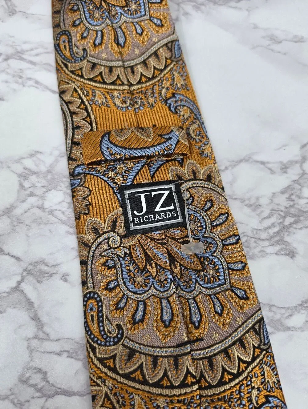 JZ Richards Paisley Silk Tie in Brassy Gold Men's Necktie